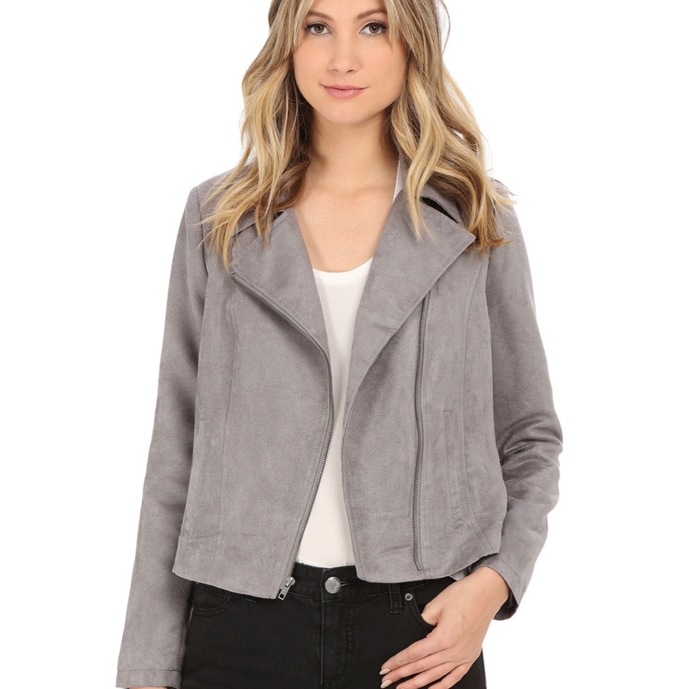 NWT Jack by BB Dakota Gray Suede Moto Jacket